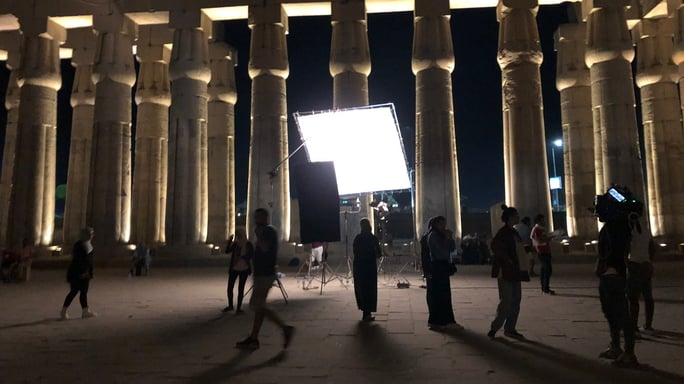 Behind the scenes on the set of Luxor.