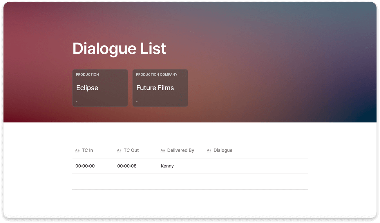 dialogue list