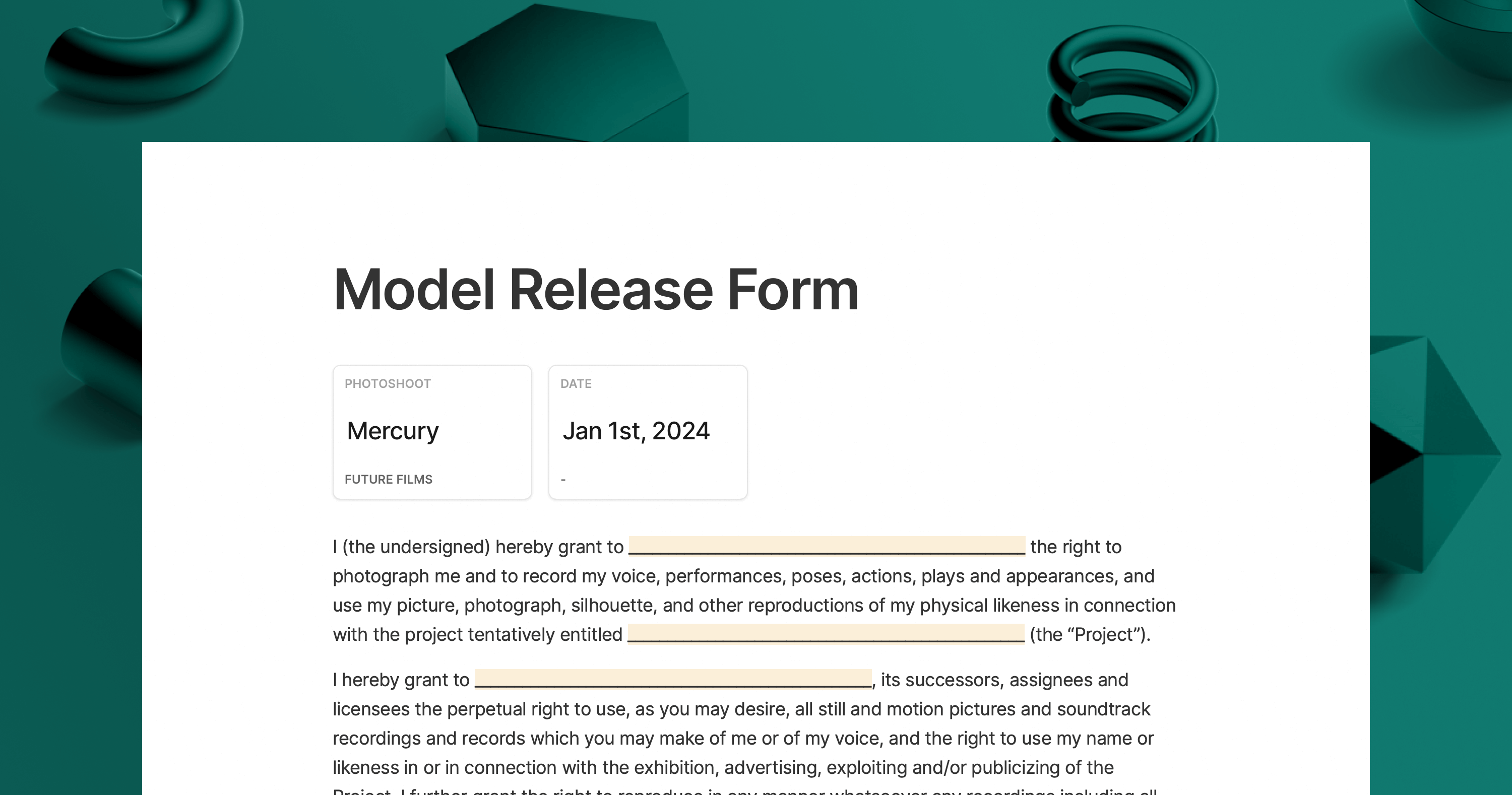 model release template