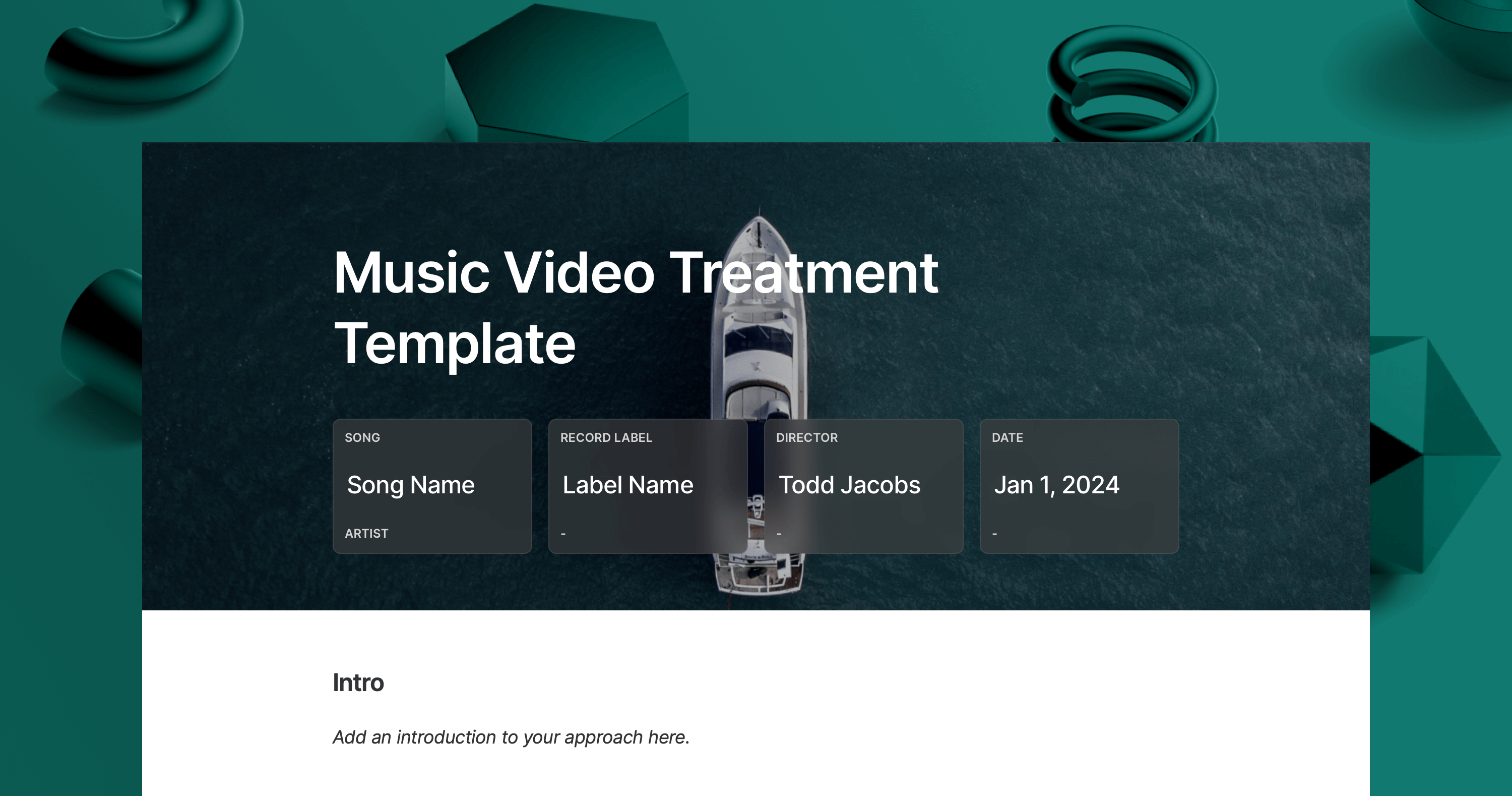 music video treatment template