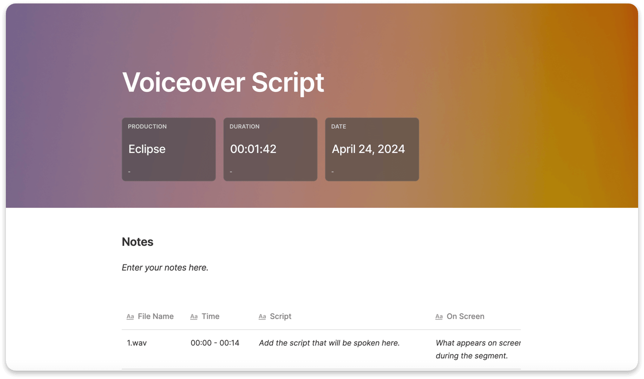 voiceover script